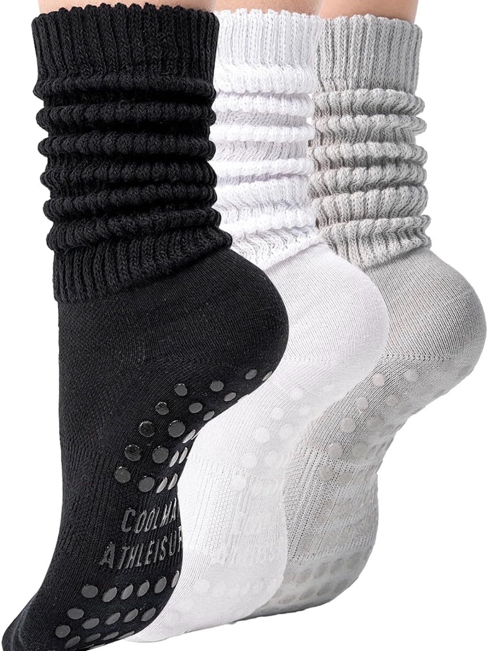 CoolMate Women's Scrunch Crew Socks, 3 Pairs each pk. Includes 2 pks